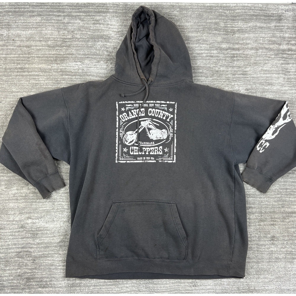 Orange County Choppers Hoodie Men XXL Black OCC Graphic Biker Sweatshirt Vintage